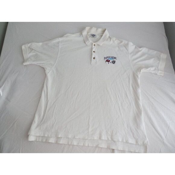 NFL Lee Sport Polo Sz XXL‎ Men White Super Bowl XXXVII Buccaneers Vs Raiders - Picture 1 of 7